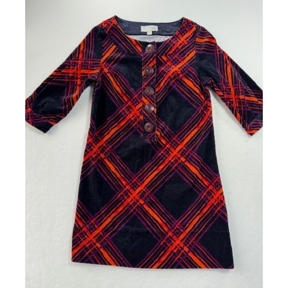GO International Dress MED Mini Plaid Corduroy Mod‎ Vintage Feel Retro 60's 70's